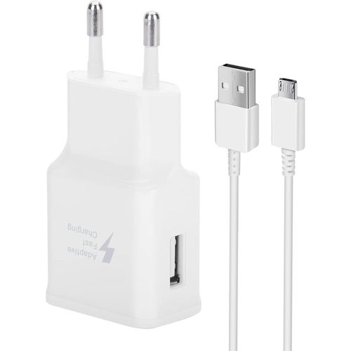 Kalanka-Usb Chargeur Pour Samsung Chargeur Rapide Avec Câble De Charge Rapide Micro Usb 1.5m Compatible Avec Samsung Galaxy S7 S7 Edge S6 S5 S4 S3 S2 Note 5/4 Xcover 4 3 2 J3 J4+ A5 A7 J5 J7 Tab (Bla
