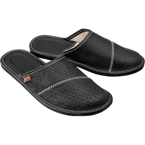Kalanka-Chaussons Hommes Pantoufle Chausson Homme Cuir Mules Pantoufles M55