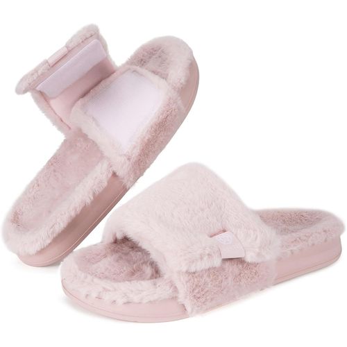 Kalanka-Chaussons Femme Pantoufles Chaussures Réglables Scratch Diabéthique Chaussons Peluche Chaud Claquette Hiver