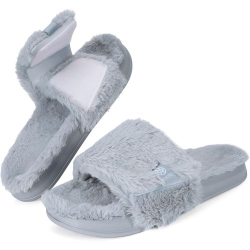 Kalanka-Chaussons Femme Pantoufles Chaussures Réglables Scratch Diabéthique Chaussons Peluche Chaud Claquette Hiver