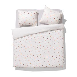 Hema Housse De Couette En Coton Doux 240x200/220 Pois Blanc (Blanc)
