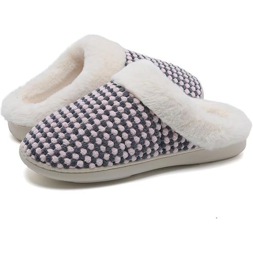Kalanka-Chaussons D'hiver Femme Chaussons En Fausse Fourrure Confort Doux Bout Ouvert House Chaussures Laine-Peluche Mignon Slippers