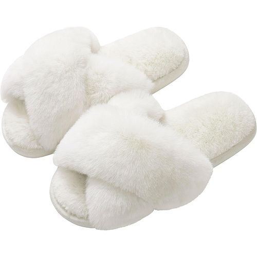 Kalanka-Chaussons D'hiver Femme Chaussons En Fausse Fourrure Confort Doux Bout Ouvert House Chaussures Laine-Peluche Mignon Slippers