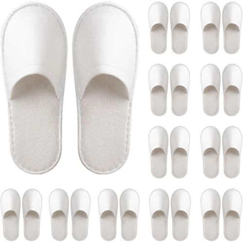 Kalanka-12 Paires Pantoufles Invités Pour Homme Et Femme, Hôtel Des Chaussons De Taille Générale, Pantoufles Jetables Pour Hotel Spa Voyage Mariage, Pantoufle Maison En Blanc, Chausson Spa Unisexe