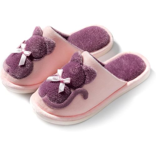 Kalanka-Pantoufles D'intérieur D'hiver Pour Femme, Pantoufles Chat Scuff