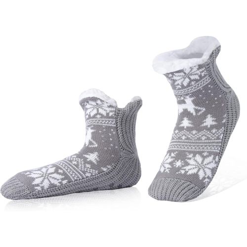 Kalanka-Chausson Chaussette Homme Chaussette Pantoufle Chaussettes Chaudes Antidérapantes Hiver Chaussettes Thermiques Polaire,Chaussettes Tricotées Hommes Avec Des Pantoufles