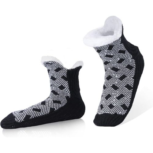 Kalanka-Chausson Chaussette Homme Chaussette Pantoufle Chaussettes Chaudes Antidérapantes Hiver Chaussettes Thermiques Polaire,Chaussettes Tricotées Hommes Avec Des Pantoufles