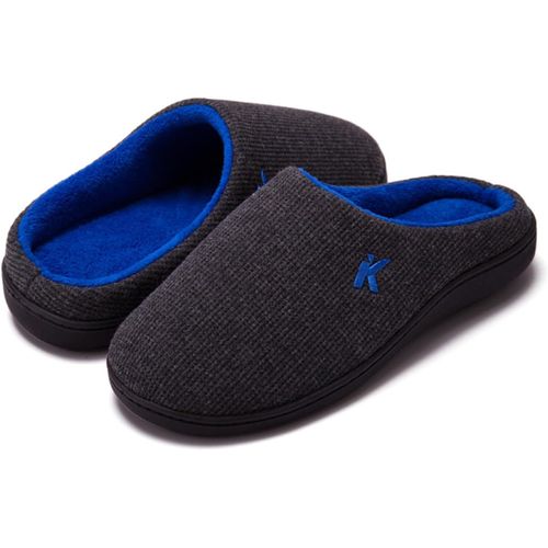 Kalanka-Homme Maison Pantoufles Chaussons À Mémoire De Forme Bicolore Chaude Antidérapant Unisex Pantoufles