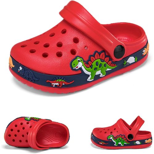 Kalanka-Sabots Mules Enfant Pantoufles Été Respirant Chaussures De Jardin Fille Garçon Dinosaure Sandales De Plage Maison Antidérapant Chaussons