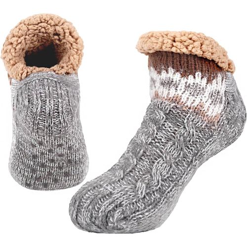 Kalanka-Chausson Chaussette Homme Chaussette Pantoufle Chaussettes Chaudes Antidérapantes Hiver Chaussettes Thermiques Polaire,Chaussettes Tricotées Hommes Avec Des Pantoufles