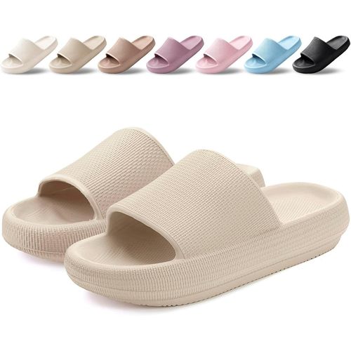Kalanka-Claquettes Femme Chaussons Hommes Pantoufles De Douche Antidérapant Léger Semelle Épaisse Amorti Soft Tongs Sandales Confortable Piscine Plage Maison Sliders
