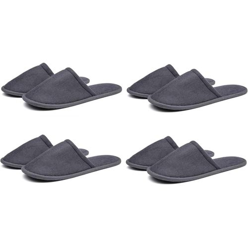 Kalanka-Chausson Invites, Slippers Hotel, Spa Pantoufles, 4 Paires Pantoufles Hôtel En Peluche Pantoufles Intérieur Légères Pour Femmes Et Hommes Pour Hôtels Spa Voyage (Entièrement Enveloppées Gris)