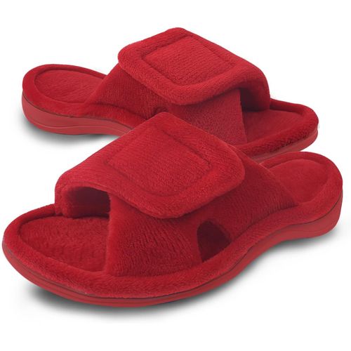 Kalanka-Chaussons Femme Mousse À Mémoire Avec Support De L'arche Ajustable Crochet Et Boucle Diabétique Large Bout Ouvert Pantoufles De Maison Extérieur Et Intérieur