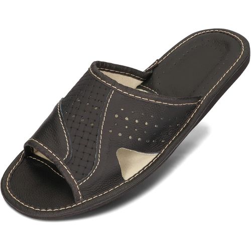 Kalanka-Chaussons En Cuir Pour Homme Pantoufles Confortable Chaussons Hommes Été 40-46 Eu