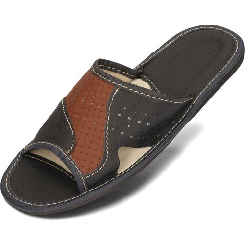 Kalanka-Chaussons En Cuir Pour Homme Pantoufles Confortable Chaussons Hommes Été 40-46 Eu