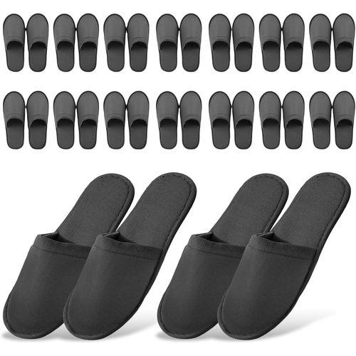Kalanka-Lot De 15 Paires De Pantoufles D'hôtel Grises : Chaussons Jetables Antidérapants, Confortables Et Respirants, Ensemble De Pantoufles D'invités, Pantoufles En Tissu Éponge, Unisexes, Pour