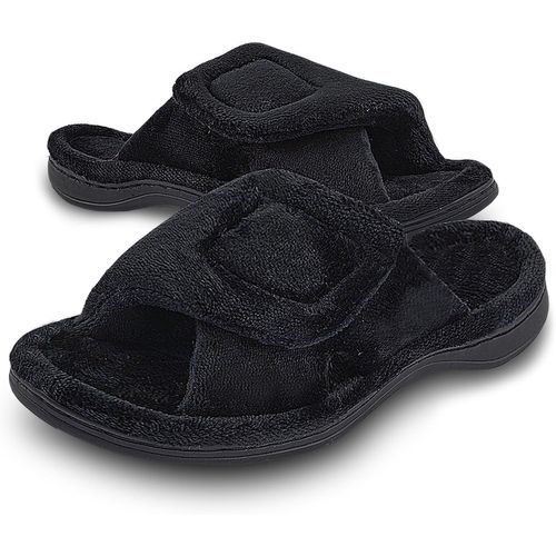Kalanka-Chaussons Femme Mousse À Mémoire Avec Support De L'arche Ajustable Crochet Et Boucle Diabétique Large Bout Ouvert Pantoufles De Maison Extérieur Et Intérieur