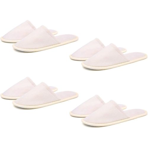 Kalanka-Slippers Hotel, Chausson Invites, Spa Pantoufles, 4 Paires Pantoufles Hôtel Peluche Pantoufles Intérieur Légères Pour Femmes Et Hommes Pour Hôtels Spa Maison (Beige Entièrement Enveloppées)