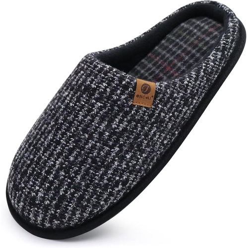 Kalanka-Chaussons Homme Pantoufles À Hiver Chaussures Chaudes Pour La Maison En Mousse À Mémoire De Forme, Laine En Peluche Doublée Avec Semelle En Caoutchouc Antidérapante Taille 40-49 Eu