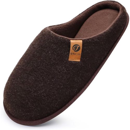 Kalanka-Chaussons Homme Pantoufles À Hiver Chaussures Chaudes Pour La Maison En Mousse À Mémoire De Forme, Laine En Peluche Doublée Avec Semelle En Caoutchouc Antidérapante Taille 40-49 Eu