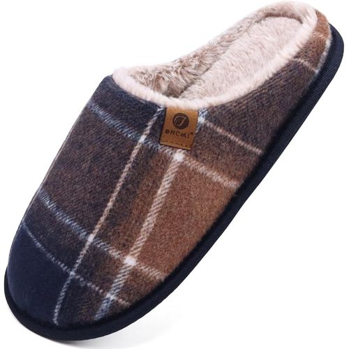 Kalanka-Chaussons Homme Pantoufles À Hiver Chaussures Chaudes Pour La Maison En Mousse À Mémoire De Forme, Laine En Peluche Doublée Avec Semelle En Caoutchouc Antidérapante Taille 40-49 Eu