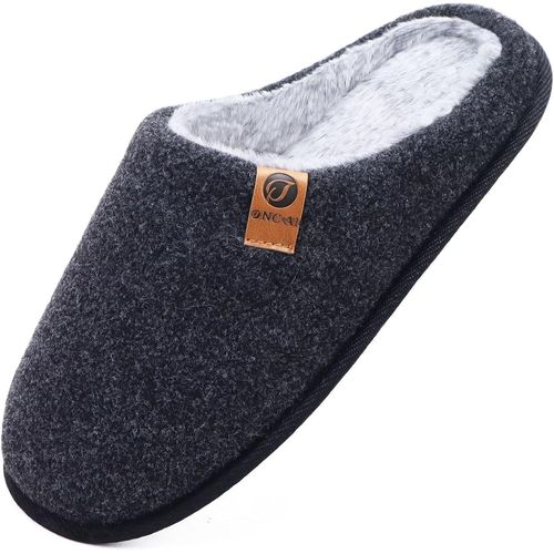 Kalanka-Chaussons Homme Pantoufles À Hiver Chaussures Chaudes Pour La Maison En Mousse À Mémoire De Forme, Laine En Peluche Doublée Avec Semelle En Caoutchouc Antidérapante Taille 40-49 Eu