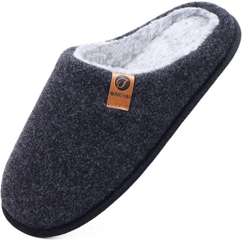 Kalanka-Chaussons Homme Pantoufles À Hiver Chaussures Chaudes Pour La Maison En Mousse À Mémoire De Forme, Laine En Peluche Doublée Avec Semelle En Caoutchouc Antidérapante Taille 40-49 Eu
