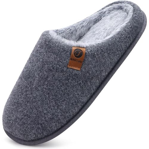 Kalanka-Chaussons Homme Pantoufles À Hiver Chaussures Chaudes Pour La Maison En Mousse À Mémoire De Forme, Laine En Peluche Doublée Avec Semelle En Caoutchouc Antidérapante Taille 40-49 Eu
