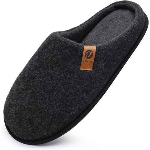 Kalanka-Chaussons Homme Pantoufles À Hiver Chaussures Chaudes Pour La Maison En Mousse À Mémoire De Forme, Laine En Peluche Doublée Avec Semelle En Caoutchouc Antidérapante Taille 40-49 Eu