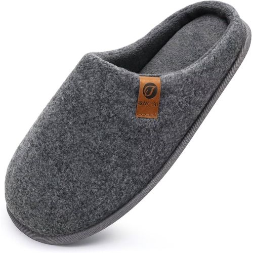 Kalanka-Chaussons Homme Pantoufles À Hiver Chaussures Chaudes Pour La Maison En Mousse À Mémoire De Forme, Laine En Peluche Doublée Avec Semelle En Caoutchouc Antidérapante Taille 40-49 Eu
