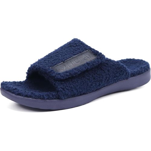 Kalanka-Pantoufles Homme, Sandales Réglables À, Pantoufles En Mousse Mémoire Confortable Et Chaude Avec Fourrure Synthétique Et Semelle De Yoga, Taille 40-49