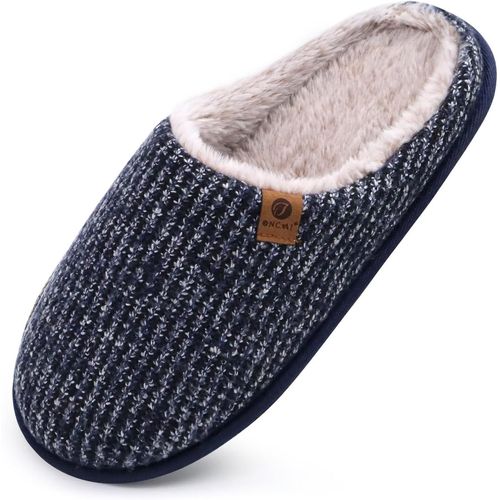 Kalanka-Chaussons Homme Pantoufles À Hiver Chaussures Chaudes Pour La Maison En Mousse À Mémoire De Forme, Laine En Peluche Doublée Avec Semelle En Caoutchouc Antidérapante Taille 40-49 Eu