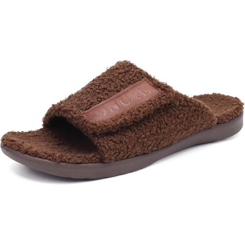 Kalanka-Pantoufles Homme, Sandales Réglables À, Pantoufles En Mousse Mémoire Confortable Et Chaude Avec Fourrure Synthétique Et Semelle De Yoga, Taille 40-49