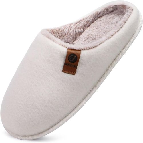 Kalanka-Chaussons Homme Pantoufles À Hiver Chaussures Chaudes Pour La Maison En Mousse À Mémoire De Forme, Laine En Peluche Doublée Avec Semelle En Caoutchouc Antidérapante Taille 40-49 Eu