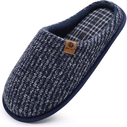 Kalanka-Chaussons Homme Pantoufles À Hiver Chaussures Chaudes Pour La Maison En Mousse À Mémoire De Forme, Laine En Peluche Doublée Avec Semelle En Caoutchouc Antidérapante Taille 40-49 Eu