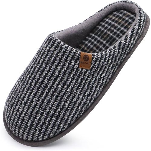Kalanka-Chaussons Homme Pantoufles À Hiver Chaussures Chaudes Pour La Maison En Mousse À Mémoire De Forme, Laine En Peluche Doublée Avec Semelle En Caoutchouc Antidérapante Taille 40-49 Eu