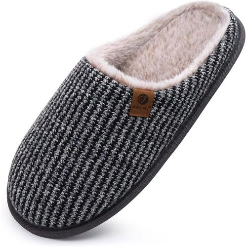 Kalanka-Chaussons Homme Pantoufles À Hiver Chaussures Chaudes Pour La Maison En Mousse À Mémoire De Forme, Laine En Peluche Doublée Avec Semelle En Caoutchouc Antidérapante Taille 40-49 Eu