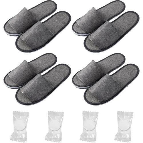 Kalanka-Pantoufles Hotel, Chausson Hotel Jetable, Chaussons Invités, Spa Pantoufles, Chaussons Invités Pour Hommes Et Femmes, Pour Hôtels Et Spa, Voyage, Taille Universelle, 4 Paires, Bout Ouvert
