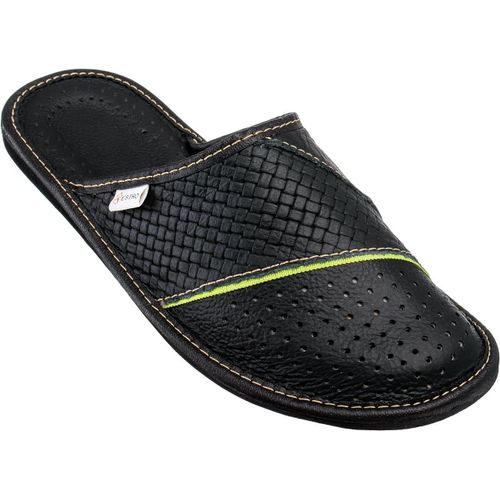 Kalanka-Chaussons Hommes Pantoufle Chausson Homme Cuir Mules Pantoufles M66