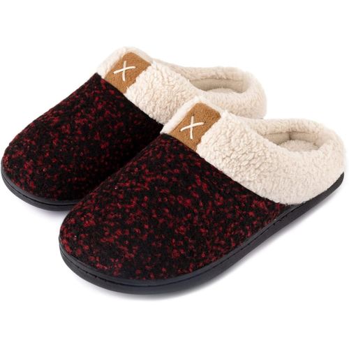 Kalanka-Maison Chaussons Femme Hiver Mémoire Mousse Peluche Confortable Pantoufles Femme Antidérapant Intérieur/Extérieur