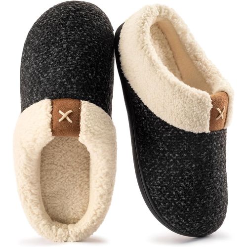 Kalanka-Maison Chaussons Femme Hiver Mémoire Mousse Peluche Confortable Pantoufles Femme Antidérapant Intérieur/Extérieur