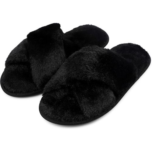 Kalanka-Chaussons Femme Pantoufles En Mousse À Mémoire De Forme Antidérapantes Et Confortables Chaussons Femme Hiver Pelucheuses Bout Ouvert Slippers Pour Intérieur/Extérieur