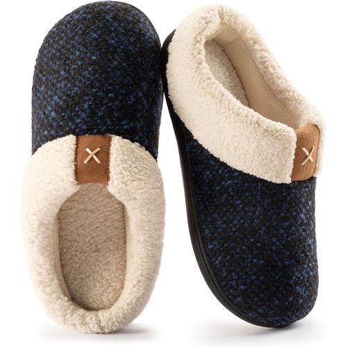 Kalanka-Maison Chaussons Femme Hiver Mémoire Mousse Peluche Confortable Pantoufles Femme Antidérapant Intérieur/Extérieur