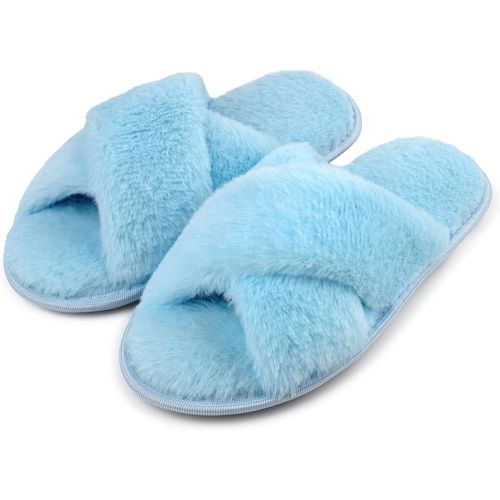Kalanka-Chaussons Femme Pantoufles En Mousse À Mémoire De Forme Antidérapantes Et Confortables Chaussons Femme Hiver Pelucheuses Bout Ouvert Slippers Pour Intérieur/Extérieur