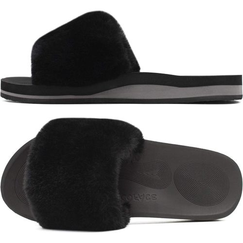 Kalanka-Chaussons Femme Fourrure Pantoufles Peluche Claquette Femme Pantoufles Maison Sandal Bout Ouvert -Orthopédique-Antidérapant-Lavable