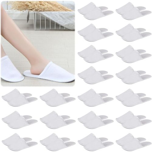 Kalanka-Lot De 20 Paires De Chaussons D'hôtel 28 X 11 Cm En Tissu Éponge Pour Centre De Beauté, Spa, Médecins, Hôtels, Femmes Et Hommes, Pantoufles D'invités Unisexes Blanches, Blanc., Taille Unique