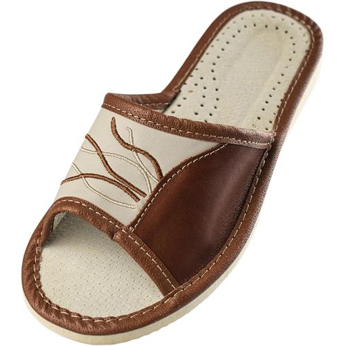 Kalanka-- Pantoufles Pour Femme En Cuir - Chaussons Compensées Pour Femmes - Fait Main - Mules Bout Ouvert - Idéal Pour Été