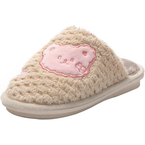 Kalanka-Chaussons Enfant Pantoufles Enfant Imprimé Animal Ourse Chaussons Fourrure Enfant Chauds D'hiver Chaussons Fille Pour Maison