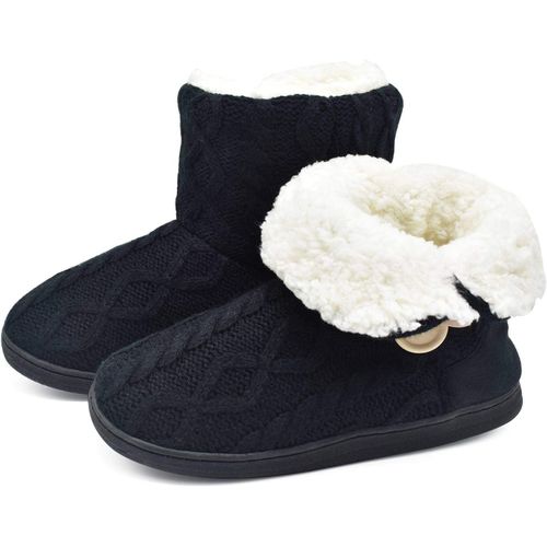 Kalanka-Chausson Pantoufles Femmes Chaudes D'hiver Chaussures De Maison Des Madame Doublure En Fourrure
