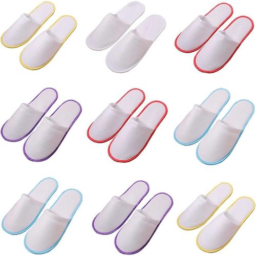 Kalanka-5 Paires Pantoufles Pour Invités Antidérapantes,Pantoufles D'hôtel Fermées,Pantoufles D'invité,Pantoufles De Bain Portatives Chausson Jetable Chaussons Invités Pour Hôtel,Maison